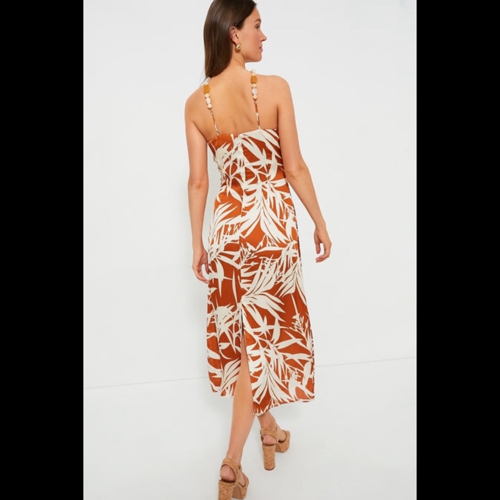 Tuckernuck Brown and White Leaf Print Midi Dress - Picture 4 of 5